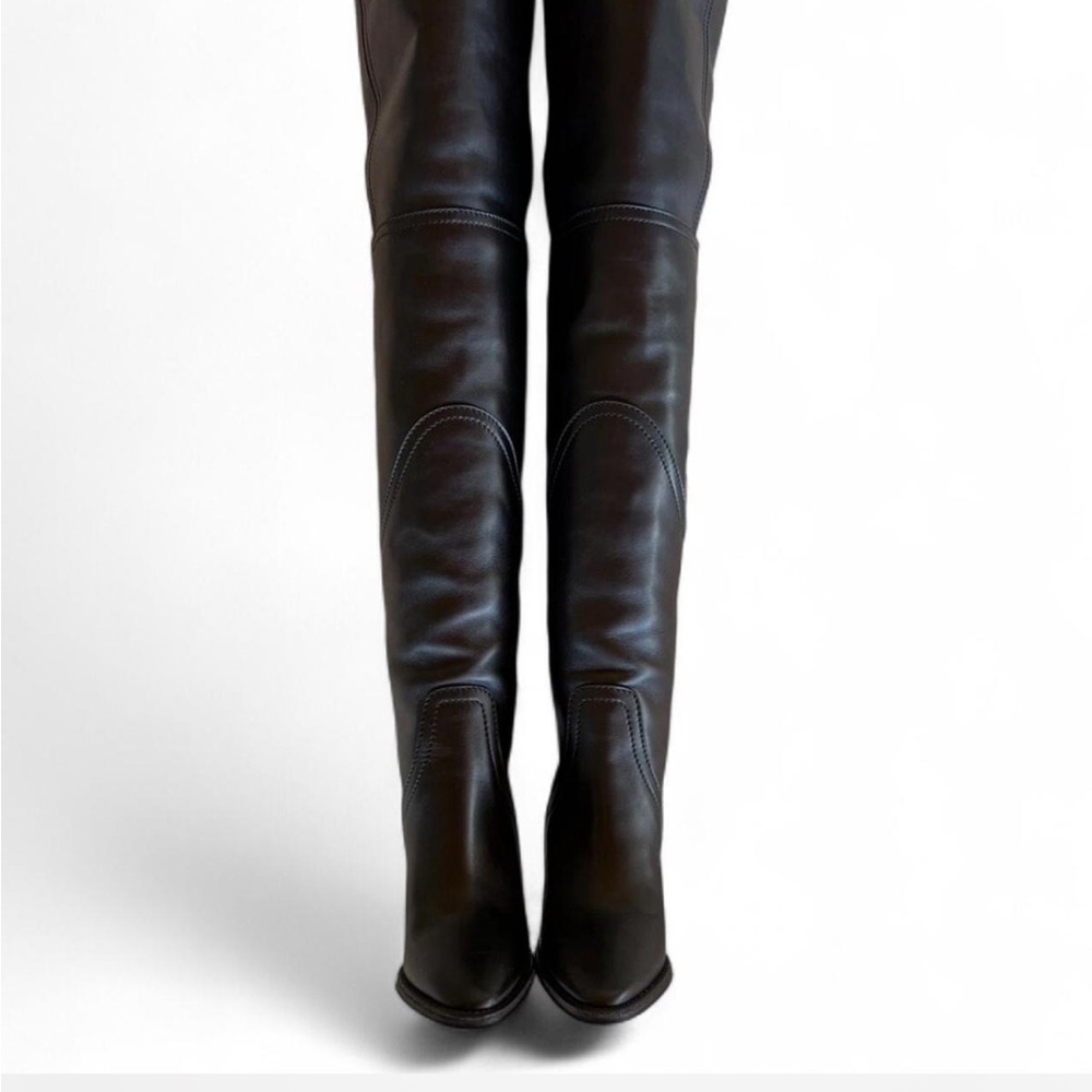 Saint Laurent Dark Brown Over-the-Knee Boots - Picture 4 of 5